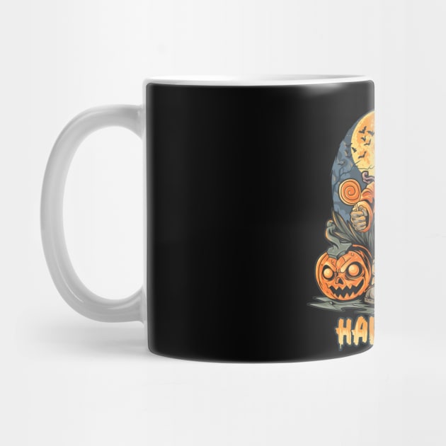 Halloween night and pumpkin zombie by sharukhdesign